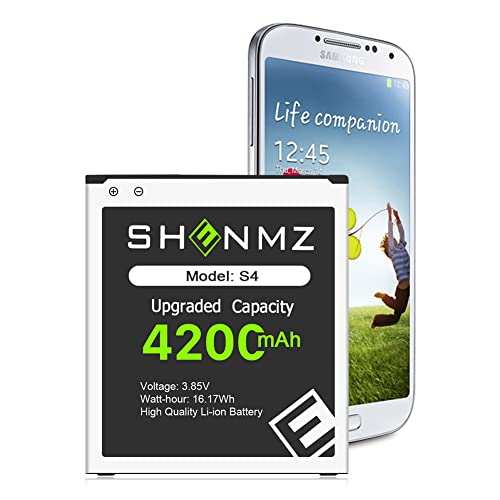 SHENMZ Galaxy S4 Battery,Upgraded 4200mAh Li-ion Replacement Battery for Samsung Galaxy S4 EB-B600BE,AT&T I337,Verizon I545,Sprint L720,T-Mobile M919,R970,I9500,I9505,LTE I9506