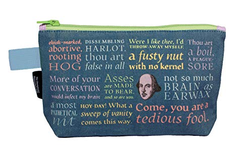 The Unemployed Philosophers Guild Shakespearean Insults Bag - 9' Canvas Zipper Shakespeare Themed Pouch for Pencils, Tools, Cosmetics, Toiletries and More