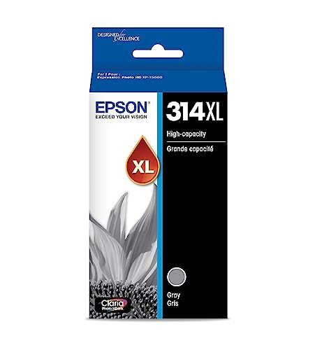 EPSON 314 Claria Photo HD Ink High Capacity Gray Cartridge (T314XL720-S) Works with Expression Photo XP-15000