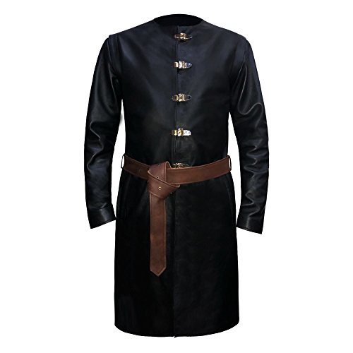 RealLeather Men's Games of Thrones Jaime Lannister Faux Leather Trench Coat Season 7 L