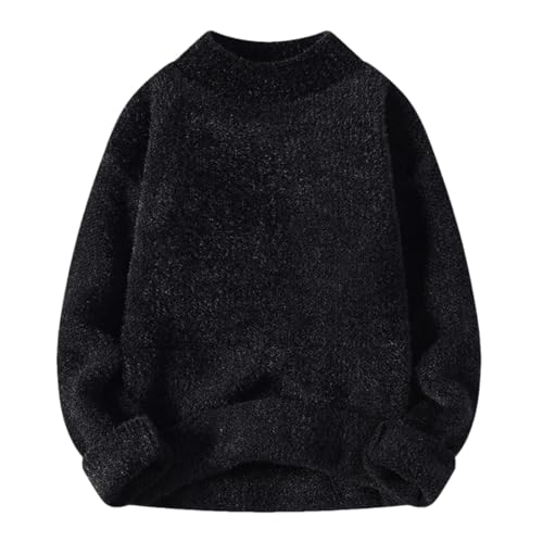 DBFBDTU Autumn/Winter Men's Thicken Warm Sweaters Men's Knitted Sweater Black XL