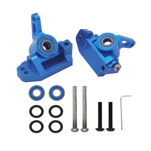 BingHFobbyHuo Aluminum Alloy Front Caster Block & Steering Blocks kit with Ball Bearings for 1/10 Traxxas 2WD Slash, Rustler, Stampede, Replace Part 3632 3736 (Blue)