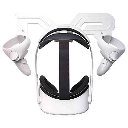 SINWEVR VR Headset and Controller Wall Mount Storage Stand Hook Compatible for Meta/Oculus Quest 3 / Quest 2 / Pro / 1, PSVR 2, Pico 4, Rift S, Hp Reverb G2, HTC Vive, Valve Index, PS VR (White)