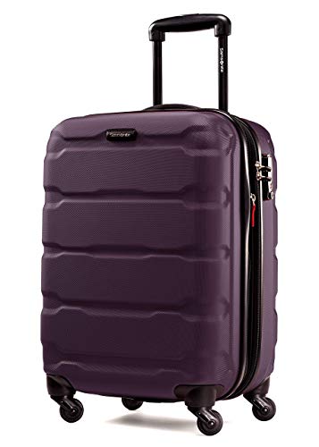 Samsonite Omni PC Hardside Expandable Luggage with Spinner Wheels, Purple, Checked-Medium 24-Inch