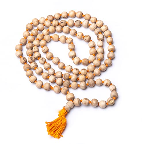 Wonder Care Certified Rudraksha Mala 5face(Panchmukhi) Authentic Genuine Rudraksha Beads Ornament Rosary Japa Mala Beads Necklace Puja | Prayer Beads | Meditation Beads (Tulsi mala 8mm)