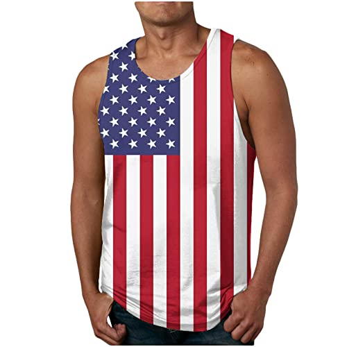 wodceeke 4th of July Tank Tops Mens American Flag Shirts 1776 Independence Day Patriotic Workout Muscle Tank Tops for Men