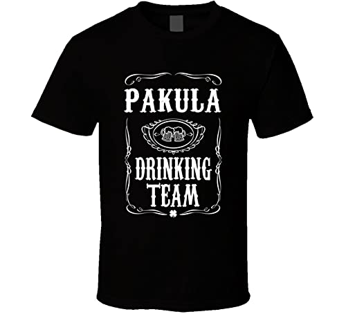 Pakula Drinking Team Tee Last Name Family Reunion Gift Idea T Shirt L Black