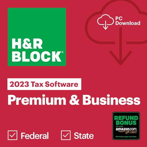 H&R Block Tax Software Premium & Business 2023 with Refund Bonus Offer (Amazon Exclusive) (PC Download)