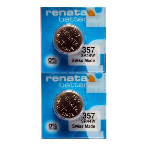 Renata 357 SR44W Batteries - 1.55V Silver Oxide 357 Watch Battery (2 Count)