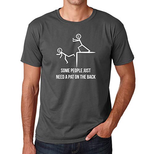 Some People Just Need a Pat on The Back - Offensive Tees - Men's T-Shirt (Charcoal, Medium)