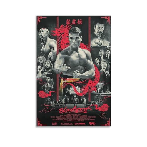 Bloodsport Movie Posters 80s Vintage Posters American Action Kumite Cool Posters Wall Art Paintings Canvas Wall Decor Home Decor Living Room Decor Aesthetic Prints 24x36inch(60x90cm) Unframe-style