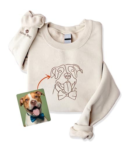 NAZENTI Custom Embroidered Dog Mom Sweatshirt, Personalized Dog Sweatshirt, Custom Hoodie Design Your Own, Custom Shirt From Photo, Dog Sweatshirt For Women, Dog Lover Gifts, Dog Mom Shirt