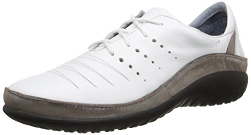 NAOT Women's Kumara Lace-up Shoe White Lthr/Silver Threads Lthr 10-10.5 M US