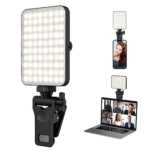 Rechargeable Selfie Light & Phone Light Clip for iPhone - Phone LED Light with Adjustable Brightness, Perfect for Selfies, Makeup, TikTok, Live Streaming & Video Conferencing Black