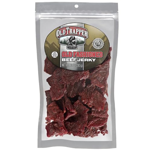 Old Trapper Beef Jerky, Old-Fashioned 10-Ounce Bag, Tender Meat Snacks for Lunches or Between Meals, 11 Grams of Protein, Zero Grams of Fat, and 70 Calories per Ounce (Pack of One)