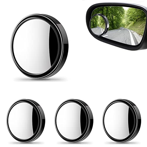 OBTANIM 4 Pack Blind Spot Car Mirror 2 Inch Angle Adjustable HD Glass Round Side Rear View Convex Accessories with Frame for Car SUV Trucks Motorcycles