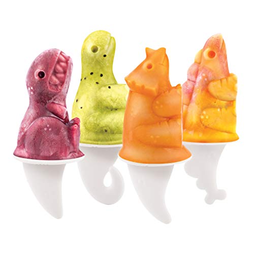 Tovolo Dino Popsicle Molds (Set of 4) - Mess-Free Silicone Ice Pops for Homemade Freezer Snacks / Dishwasher-Safe, BPA-Free,White