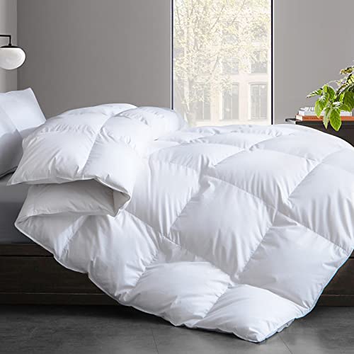 Cosybay Feather Comforter Filled with Feather & Down Oversize Queen - All Season White Duvet Insert- Luxurious Hotel Bedding Comforters with 100% Cotton Cover - Oversized Queen Size 98 x 98 Inch