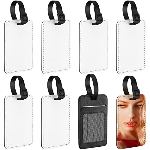 Sublimation Luggage Tags PU Leather Name Tag Blank Suitcase Tags Heat Transfer Bag Tags Business ID Card Holder Travel ID Tags for DIY Travel Suitcase Sports Bags Holder, Rectangle (8)