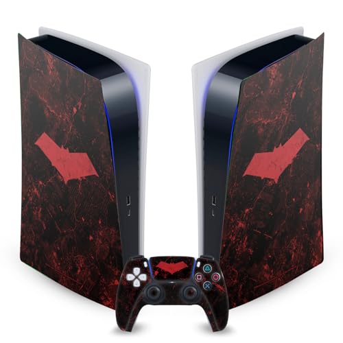 Head Case Designs Officially Licensed Batman DC Comics Red Hood Logos and Comic Book Vinyl Faceplate Gaming Skin Decal Compatible with Sony Playstation 5 PS5 Digital Console and DualSense Controller