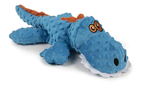 goDog Gators Squeaky Plush Dog Toy, Chew Guard Technology - Blue, Extra Large