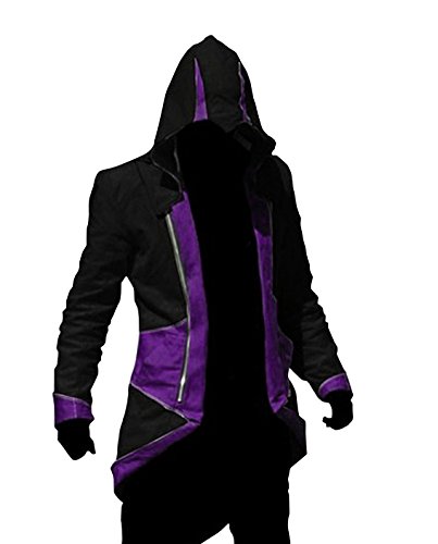 Cos2be Hoodie Jacket Coat (Black&Purple,Men-XL)