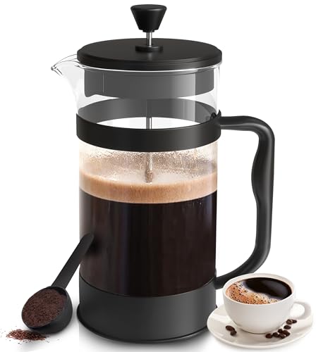 Utopia Kitchen 34 Ounce 1 Liter French Press Coffee Maker, Tea Maker, Travel Coffee Presses, Cold Brew Heat Resistant Thickened Borosilicate Coffee Pot for Camping Travel Gifts, Black