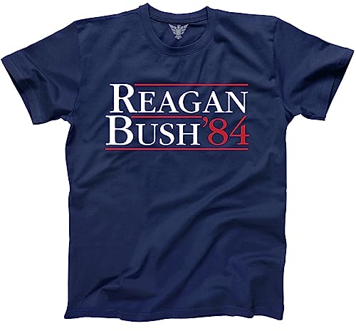 GunShowTees Reagan Bush 84 Vintage Republican GOP Campaign Shirt, X-Large, Navy