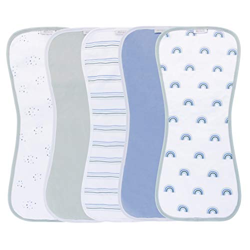 Ely's & Co. Baby Burp Cloths - 5pc Hourglass Shape with Extra Absorbent - Baby Bibs & Burp Cloths Baby Girl and Baby Boy, Newborn Essentials (Blue Rainbow Combo)