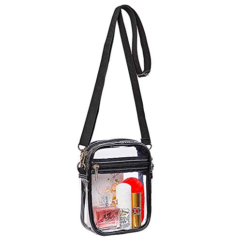 COVAX Clear Crossbody Purse Bag, Stadium Approved for Concerts, Festivals (Black-S)