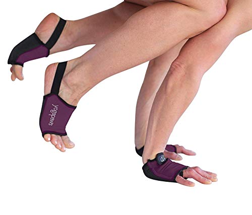 YogaPaws Elite Gloves and Toe Less Socks Set, Rich Maroon, (Size #2) Women's Small/Regular
