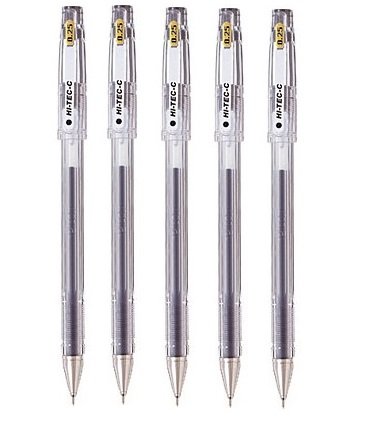 Pilot Hi-Tec-C 025 Gel Ink Pen, Hyper Fine Point 0.25mm, Black Ink, LH-20C25, Value Set of 5
