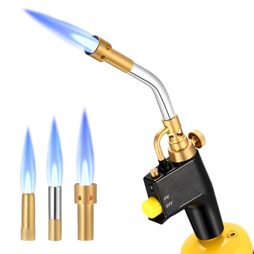 LIVOSA Heat Propane Mapp Torch Multi Purpose Includes 3 Nozzles/Tips High Intensity Trigger Start Torch Heat Shrink Torch