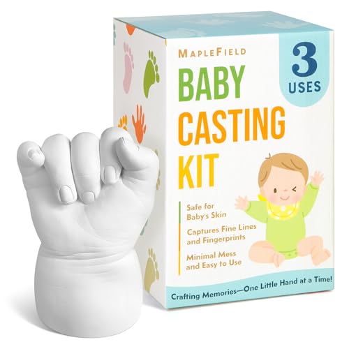 Maplefield 3D Baby Casting Kit - Safe and Easy to Use - DIY Mess-Free Hand and Feet Molding Kit - 3 Packs of Mixing and Setting Powder - Ideal Family Keepsake and Thoughtful Baby Gift