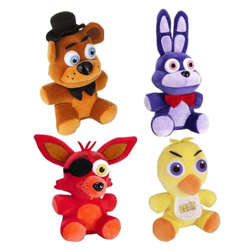 ABOYAPPO 4Pcs FANF Plushies Plush Figure Toys Sets, Phantom Foxy Plush, 5 Nights Freddy's Plushies Toys Stuffed Animals & Teddy Bears for Boy Girl Christmas Halloween Birthday Gift