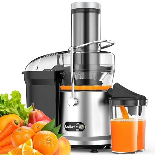 Juicer Machine, 1200W Juicer with 3' Feed Chute for Whole Fruits and Veg, Dual Speeds Centrifugal Juice Extractor, High Juice Yield, Full Copper Motor, Easy to Clean, BPA Free (Sliver)
