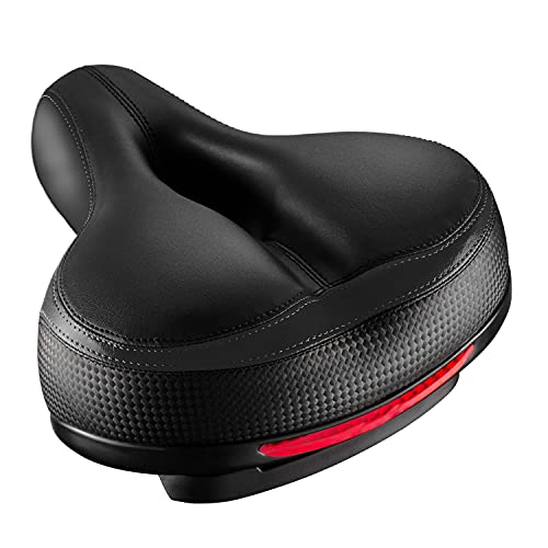 Roguoo Bike Seat, Most Comfortable Bicycle Seat Dual Shock Absorbing Memory Foam Waterproof Bicycle Saddle Bike Seat Replacement with Refective Tape for Mountain Bikes, Road Bikes