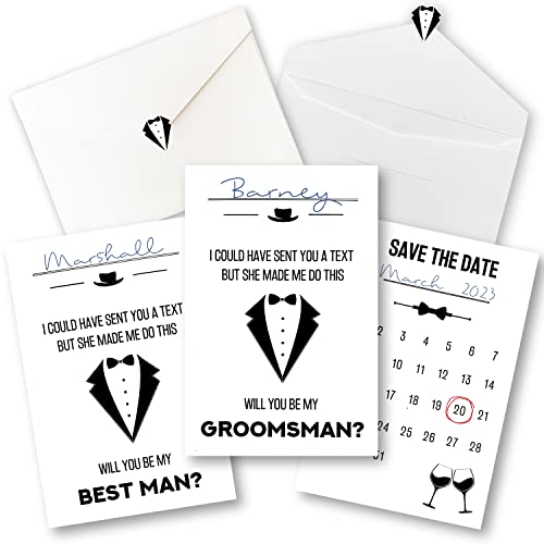 STOFINITY 10 Groomsmen Proposal Cards Set - 8 Will You Be My Groomsman Proposal Gifts for Wedding, 2 Best Man Proposal Gifts, Funny Asking Groomsman Card, Suit Up Groomsmen Gift Box Invitation Ideas