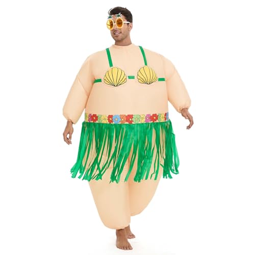Spinosaurus Inflatable Luau Hula Skirt Costume,Hawaiian Themed Party Funny Blow Up Costumes for Adult Beach Carnival