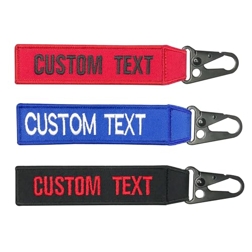 mvcen Personalized Embroidery Keychain, Custom Name Tag Personalized Keychain Custom Luggage Tags Key Ring Accessories for Crate, Backpacks, Car, Keyring, Gift