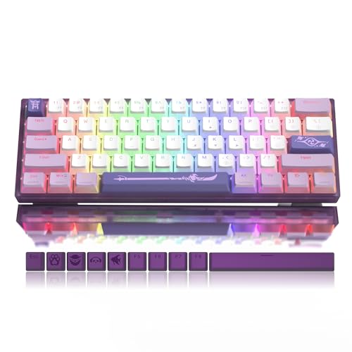 Womier 60% Percent Keyboard, WK61 Mechanical RGB Wired Gaming Keyboard, Hot-Swappable Purple Keyboard with PBT Keycaps for Windows PC Gamers - Linear Red Switch