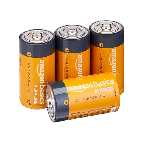 Amazon Basics 4 Pack C Cell All-Purpose Alkaline Batteries, 5-Year Shelf Life
