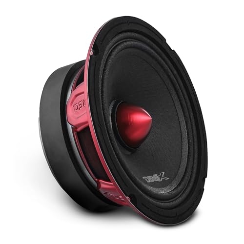 DS18 PRO-X6.4BM Loudspeaker - 6.5', Midrange, Red Aluminum Bullet, 500W Max, 250W RMS, 4 Ohms - Premium Quality Audio Door Speakers for Car or Truck Stereo Sound System (1 Speaker)