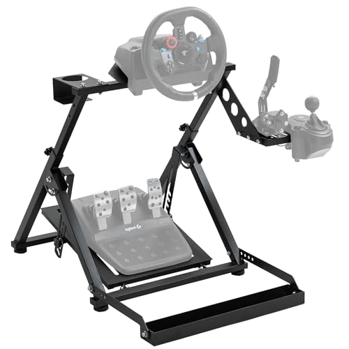 Marada X-shaped Foldable Racing Wheel Stand Fits for Logitech/Thrustmaster/Fanatec G25, G27, G29, G920, G923, T300, T248, V9, R5 Adjustable Sim Racing Cockpit, SteeringWheel Pedal Shifter Not Included