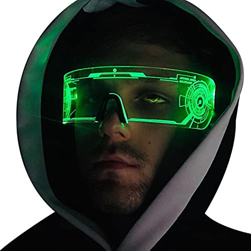 Fency LED Light Up Glasses with Batteries, Luminous Glasses, Flashing/Fixed Light Colors, Glow in The Dark, Party Futuristic Style Glasses for Adults