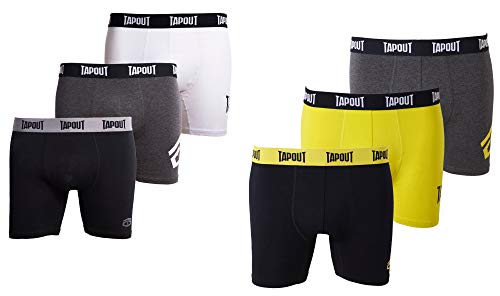 TAPOUT Mens Athletic Underwear Stretch Athletic Boxer Briefs Training Breathable Athletic Fit No Fly 6 Pack