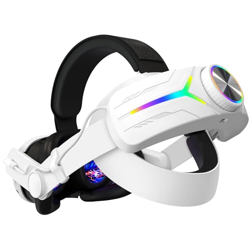 QWOS RGB Comfort Battery Head Strap 8000mAh Compatible with Meta Quest 3 Accessories, Battery Pack Elite Strap Replacement for Enhanced Support and Extend Playtime in VR