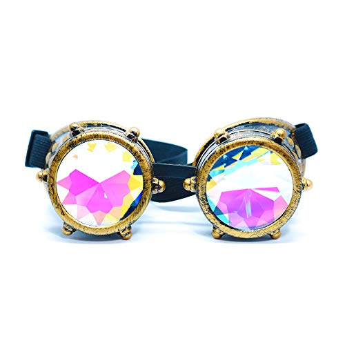 Steampunk Goggles - Steampunk Accessories Rave Goggles - Karl Jacobs Cosplay Goggles for Burning Man, Halloween, Drunk Kaleidoscope Steampunk Glasses