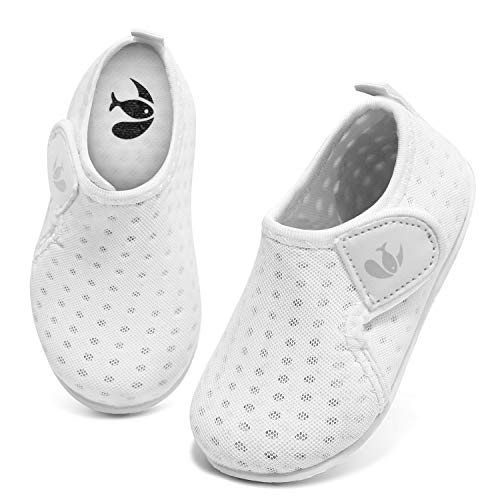 FEETCITY Water Shoes Quick Dry Barefoot Aqua Socks Swim Surf Pool Beach Yoga Shoe for Baby Boys and Girls White 12-18 Months Infant