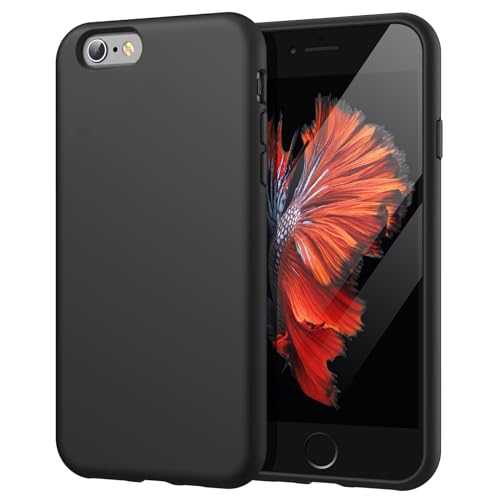 JETech Silicone Case for iPhone 6s/6 4.7 Inch, Silky-Soft Touch Full-Body Protective Case, Shockproof Cover with Microfiber Lining (Black)